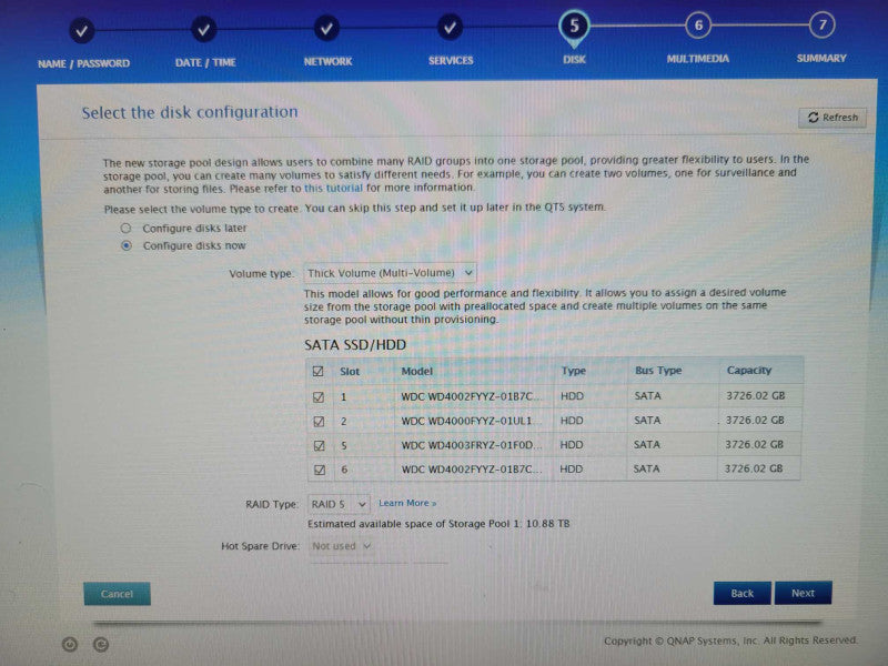QNAP Network Attached Storage Model TS-869U-RP 4x 4TB HDDs, 2x PSU _