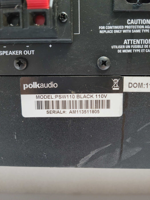 Polk Audio PSW110 Black 110v Powered Subwoofer