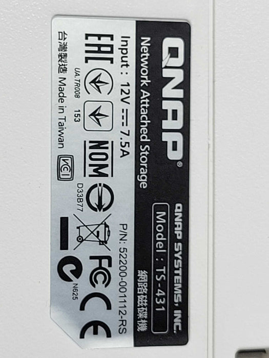 QNAP TS-431 4-BAY NAS ENCLOSURE, No HDD/Caddies _