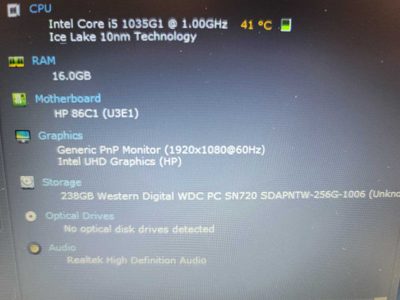 HP 250 G7 i5-1035G1, 16GB DDR4, 256GB m.2 *READ