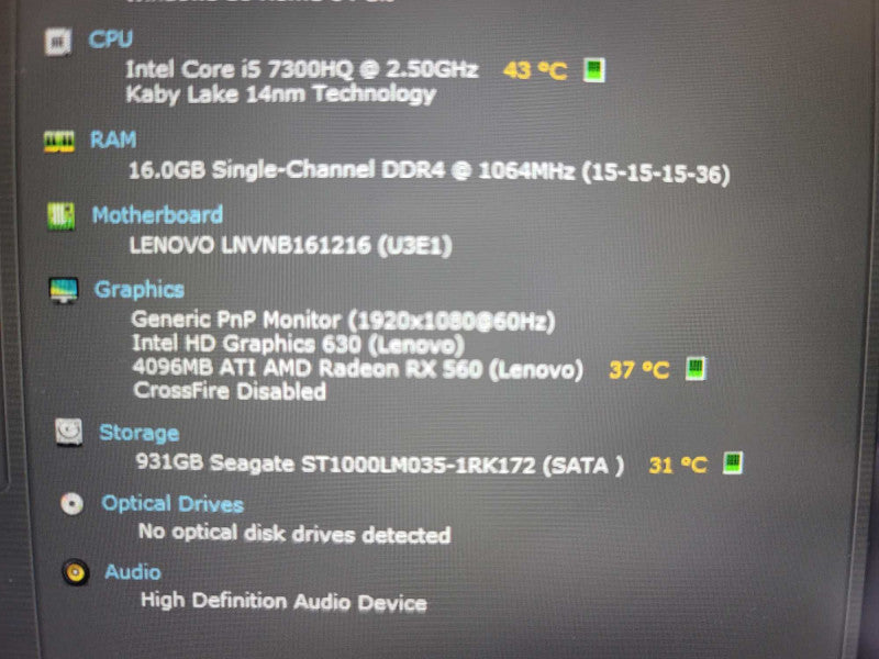 Lenovo Legion Y520 i5-7300HQ, 4GB ATI AMD Radeon RX, 1TB HDD