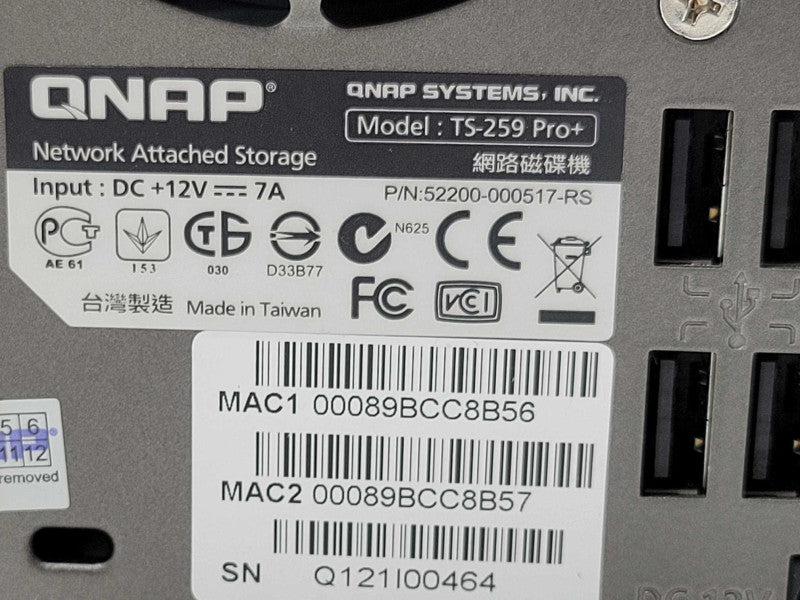 QNAP TS-259 Pro+ 2-Bay Network Attached Storage NAS Enclosure, 1x 2TB HDD _