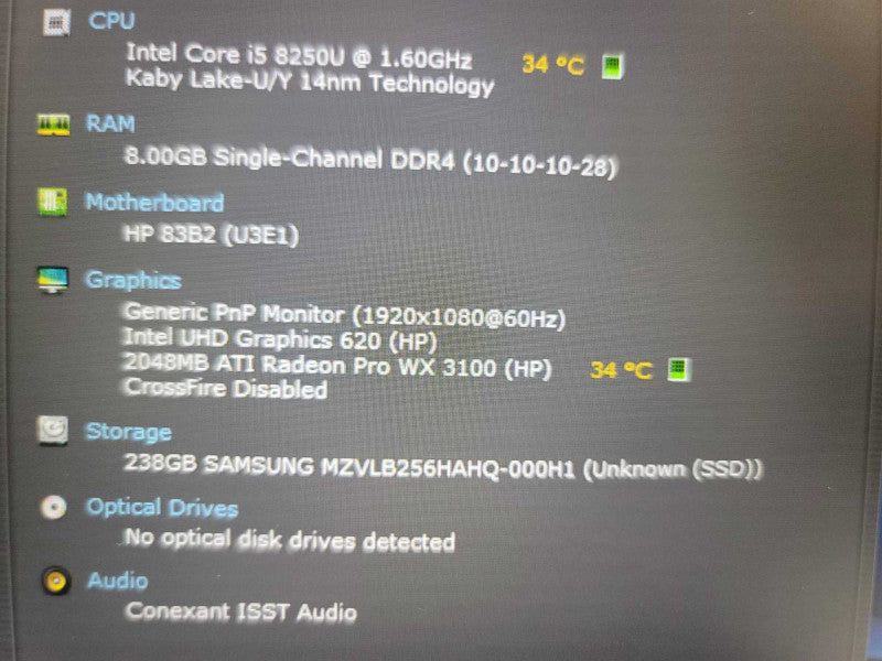 HP Zbook 14u G5 i5-8250U, 8GB DDR4, 2GB ATI Radeon Pro WX 3100, 256GB SSD Q