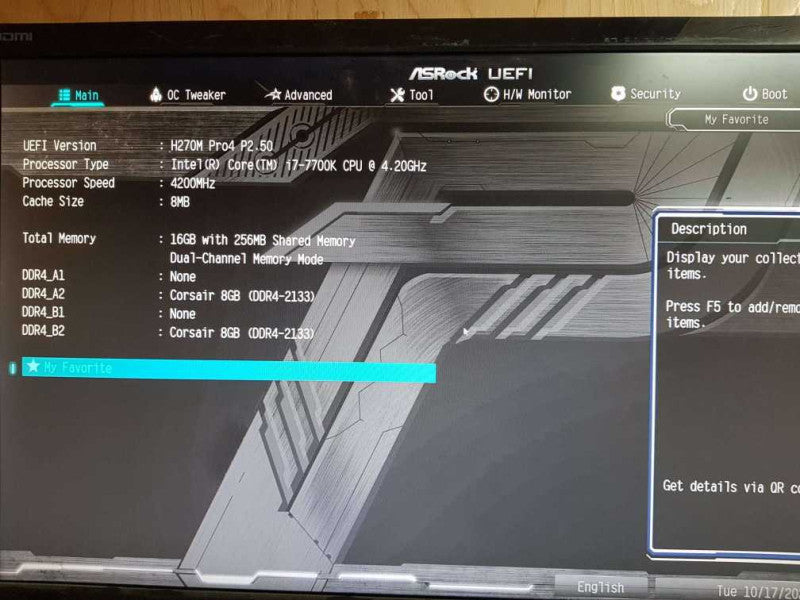 Custom PC H270M Pro4 P2.50 Core i7- 7700K CPU @ 4.20GHz 16GB DDR4 Ram(NO HDD)