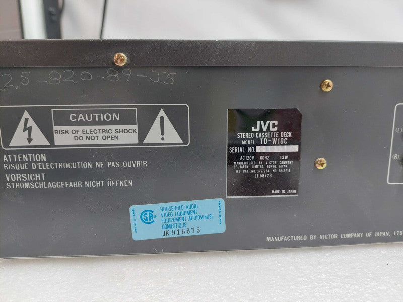 JVC Stereo Double Cassette Deck Model: TD-W10