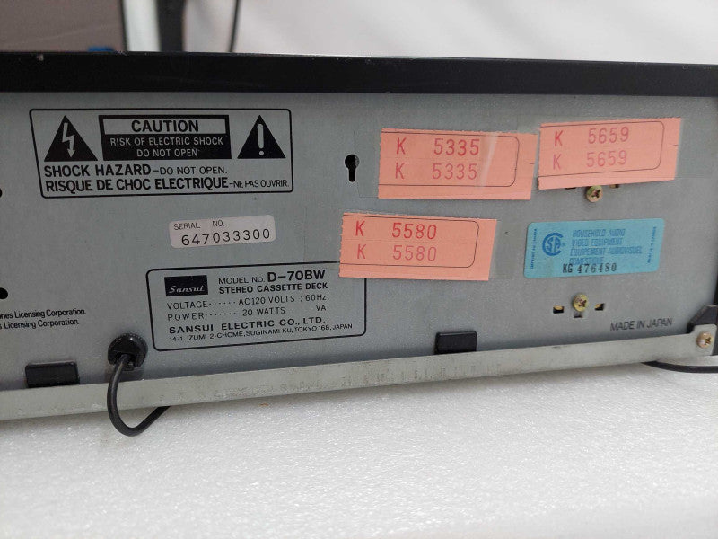 Sansui Stereo Double Cassette Deck Model: D-70BW