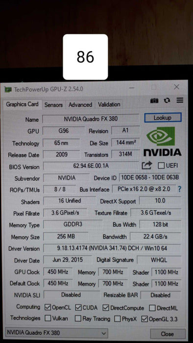 Nvidia Quadro FX 380 256 MB DDR3 PCI Express Desktop Video Card  Q&
