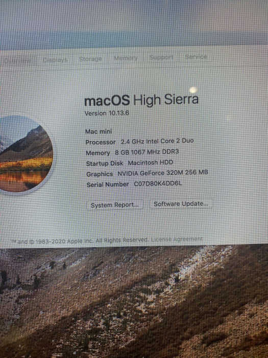 Apple Mac mini Mid-2010 Core 2 Duo P8600@2.40GHz 8GB RAM 180GB SSD SuperDrive