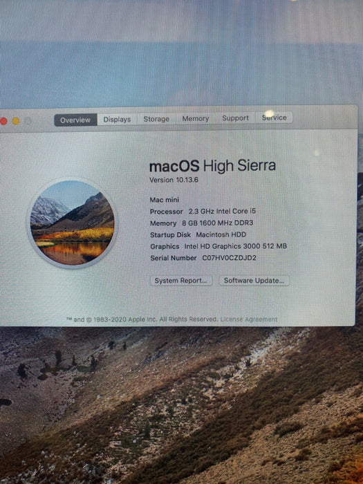 Apple Mac mini Mid-2011 Intel Core i5-2415M @2.30GHz 8GB RAM 500GB HDD
