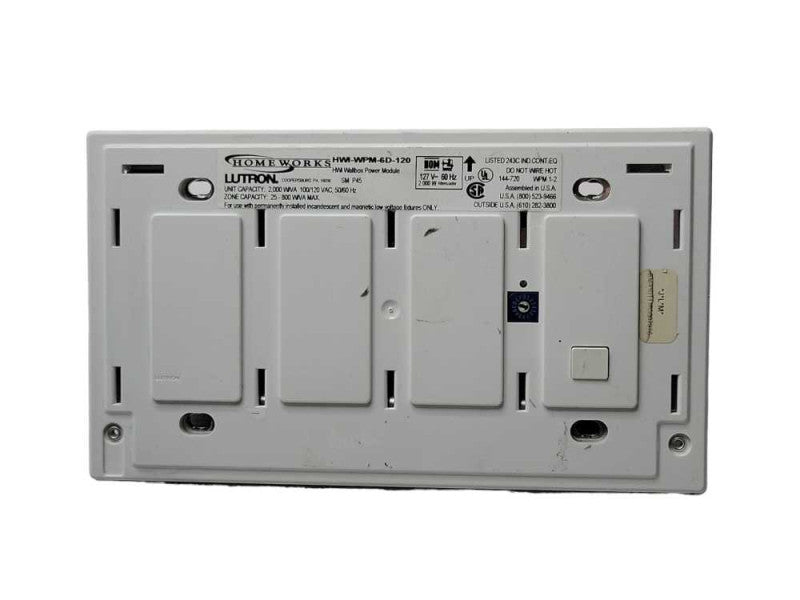 Lutron Homeworks HWI-WPM-6D-120 White Wallbox Module Q_