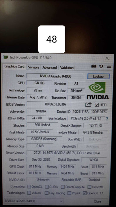 NVIDIA QUADRO K4000 3 GB GDDR5 DP DVI High Profile Video Graphics Card WORKS &