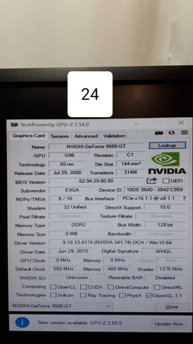 eVGA Nvidia GeForce 9500 GT  1GB DDR2 Video Card &