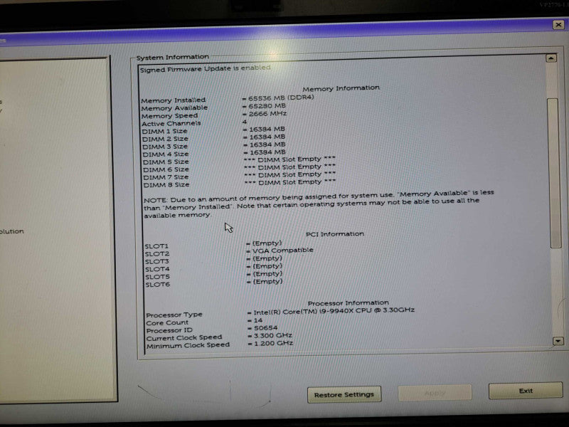 Dell Precision T5820 Workstation 14C i9-9940X 64GB RAM Quadro P400  #