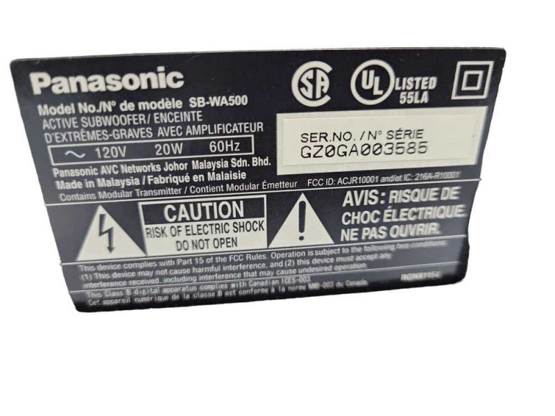 Panasonic SB-WA500 Wireless Subwoofer for Sound Bar  &