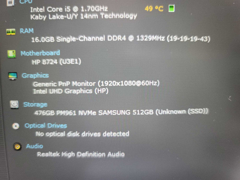 HP EliteBook 850 G7 i5-10310U @ 1.70GHz, 16GB DDR4, 512GB m.2 *READ