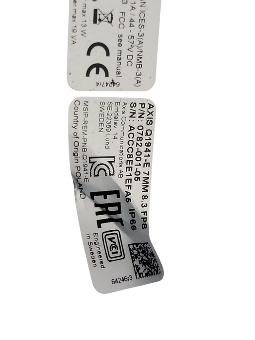 Axis Q1941-E 0782-001-05 7MM Thermal Network Camera 8.3 FPS, READ _