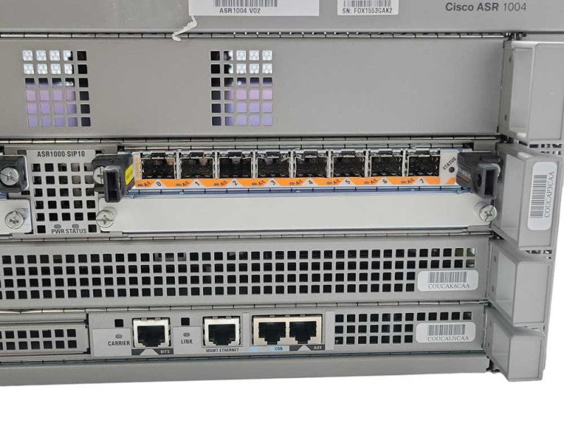 Cisco ASR1004 Chassis w/ ASR1000-SIP10, SPA-1X10GE-L-V2, SPA-8X1GE-V2, 1x PSU _