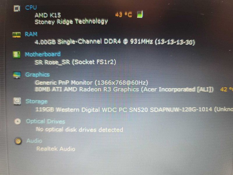 Acer Aspire 3 AMD K15, 4GB DDR4, ATI AMD Radeon R3, 128GB m.2