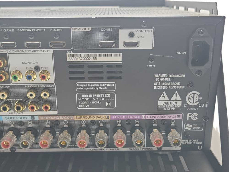Marantz SR6008 Av Surround Receiver with RC021SR Remote and Rack Mount, SEE _
