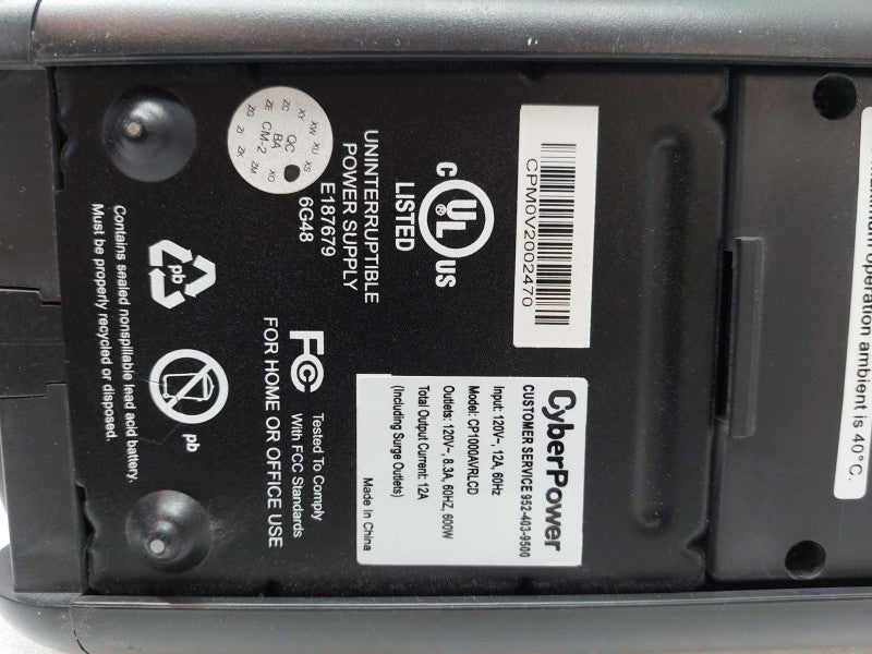 Cyber Power 1000AVR UPS Model: CP1000AVRLCD Q
