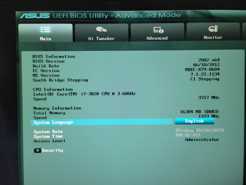 Intel Core i7-3820 @ 3.6Ghz | ASUS P9X79 | 16GB RAM