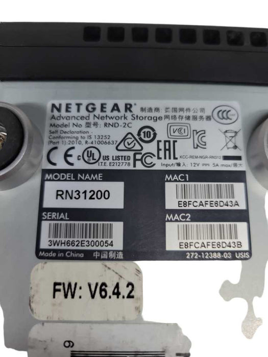 Netgear ReadyNAS RN31200 2 Bay NAS (USB3 / Gigabit)