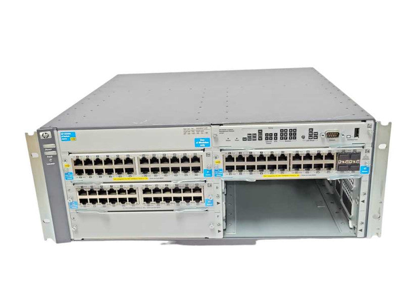 HP E5406 zl Switch J8697A with 1x J9534A 1x J9550A 1x J9535A 2x PSU _
