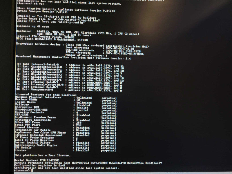 Cisco 5512-X ASA5512-X V03 Firewall Adaptive Security Network Appliance $