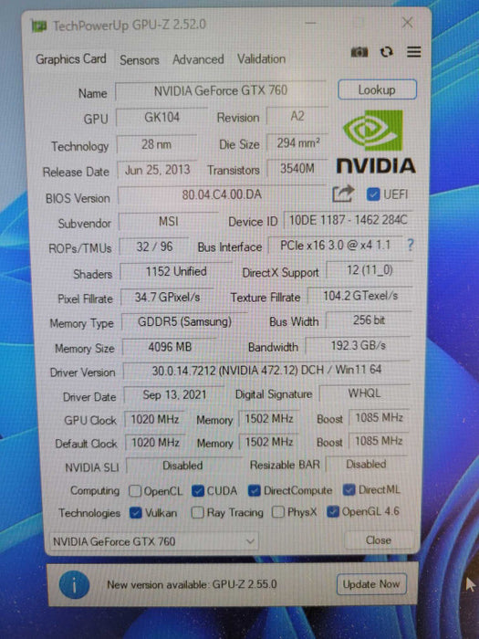 MSI NVIDIA GTX 760 4GB
