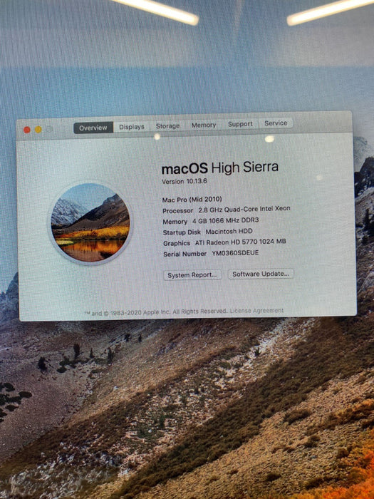 Apple Mac Pro Mid-2010 Intel Xeon W3530 @2.8GHz Radeon HD5770 1GB 4GB RAM 1TB