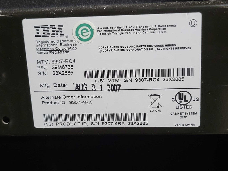 IBM 39M6738 42U S2 Rack System with Side Panel _