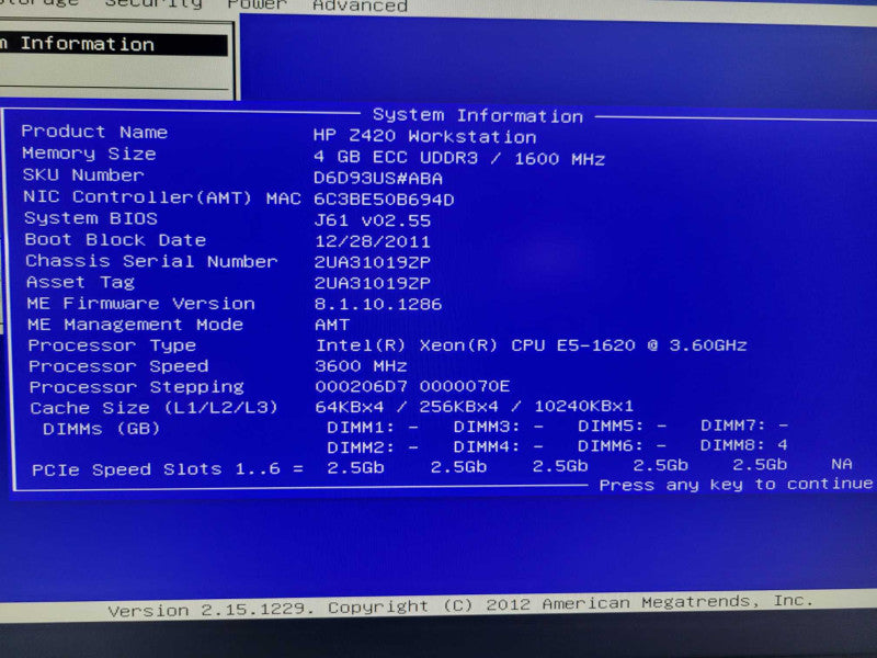 HP Z420 - Xeon E5-1620 | 4GB | 3TB HDD | QUARO FX 580