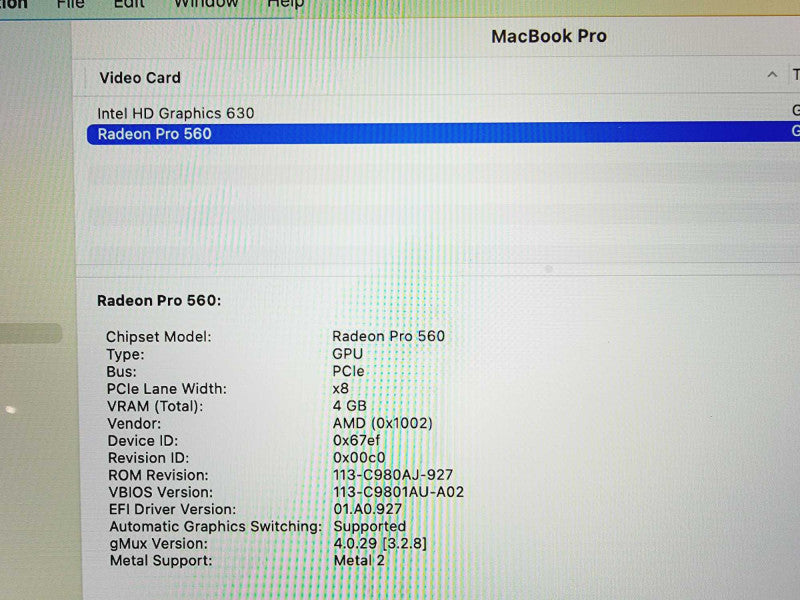 Apple Macbook Pro 2017 15\\" Core i7-7920HQ @ 16GB DDR3 1TB SSD Radeon Pro 560 4GB [Read] (