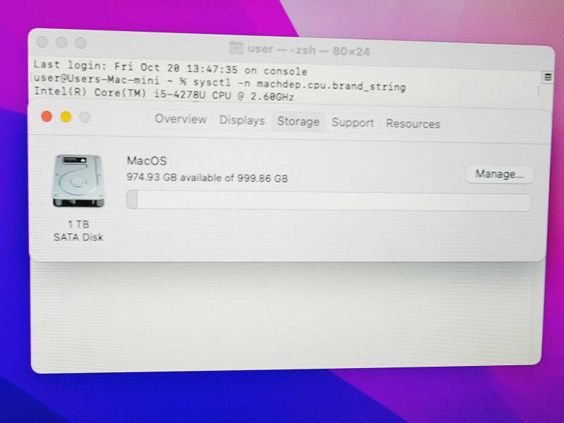 Apple Mac Mini 2014 Core i5-4278U @ 2.6GHz 8GB DDR3 1TB HDD (