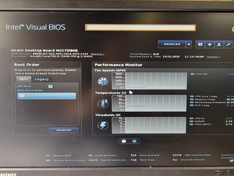 Intel NUC BOXNUC7i5BNKP Core I5-7260U 2.2GHz, 8GB RAM, 256GB SSD _