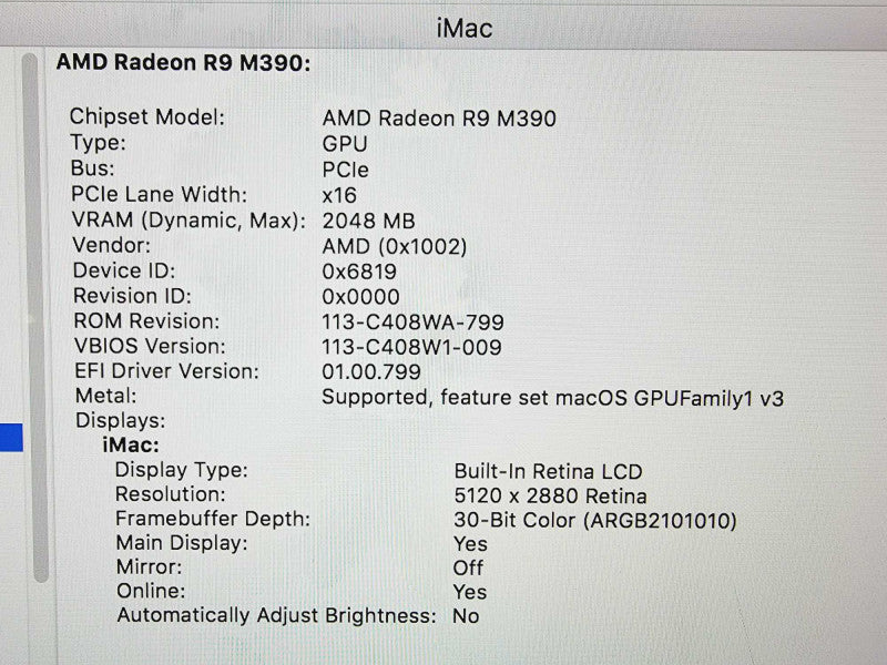 Apple iMac Retina 5K 2015 27\\" Core i5-6500 @ 3.2GHz 16GB DDR3 24GB SSD Radeon R9 M390 2GB [Read] (