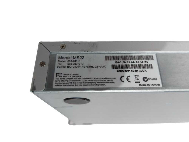 Meraki MS22 Meraki MS22 1 Rack Mountable Ethernet Switch 600-20010 UNCLAIMED #