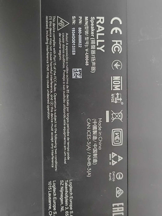 Logitech V-U0048 Rally Left & Right Speakers Video Conference, Read _