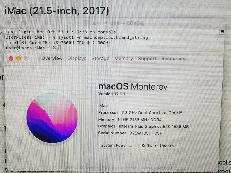 Apple iMac 2017 21.5\\" Core i5-7360U @ 2.3GHz 16GB DDR4 250GB SSD [Read] (