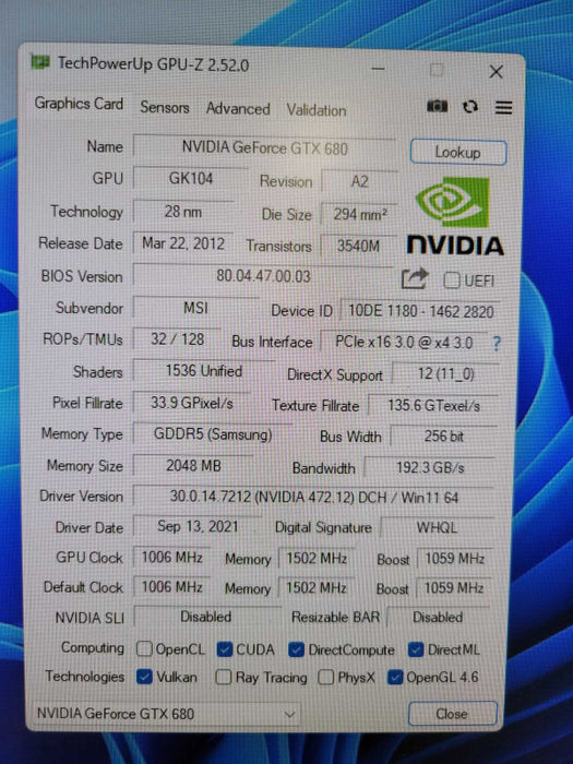 MSI NVIDIA - Apple Mac Pro 3.1/4.1/5.1 GTX 680 2GB