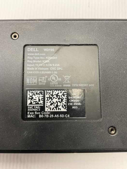 Dell WD19S Type-C Docking Station Black K20A001 Fully Tested + 180W Adapter  Q-