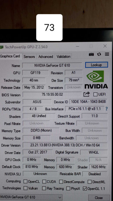 Asus NVIDIA GEFORCE GT 610 Graphic Card  &