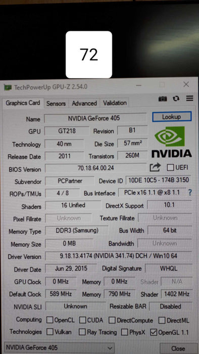 PCP NVIDIA GEFORCE 405 DDR3 VIDEO GRAPHICS CARD &