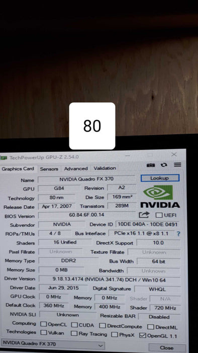 NVIDIA Quadro FX 370 DDR2 PCI Express Graphics Card &