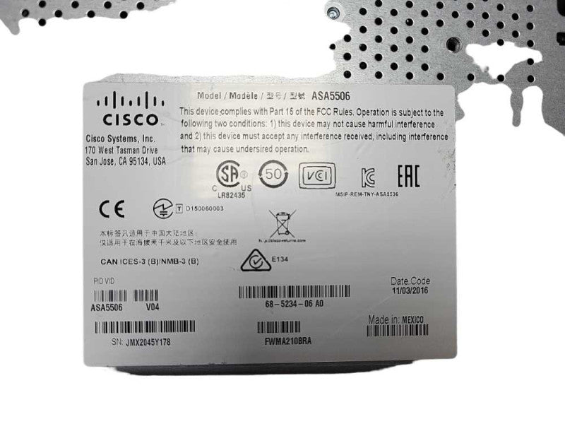 Cisco ASA 5506 ASA5506 V04 Network Security Firewall Appliance $