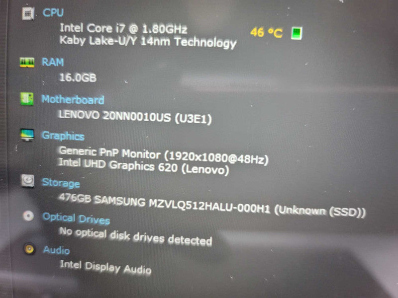 Lenovo X390 Yoga i7-8650u, 16GB DDR3, 512GB m.2 *C Grade