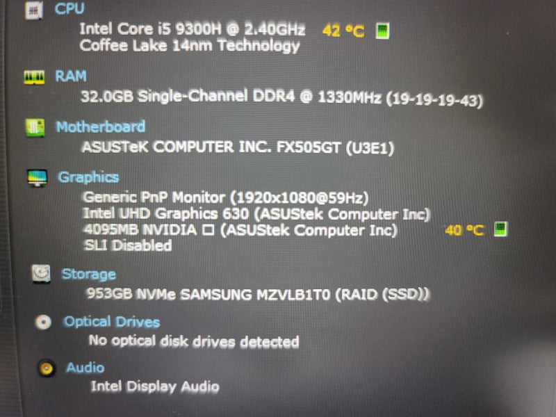 Asus ROG FX505G i5-9300H, 32GB DDR4, 4GB GTX 1650, 1TB SSD **READ**
