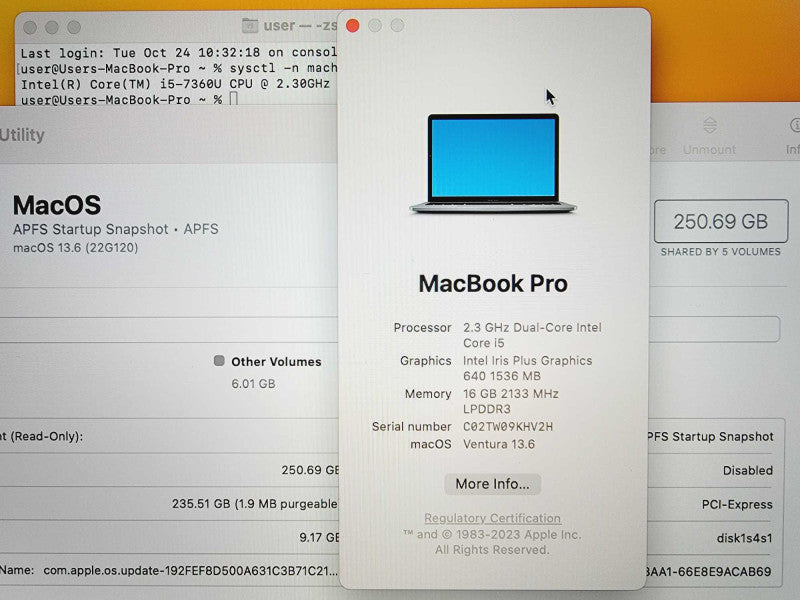 Apple Macbook Pro 2017 13\\" Core i5-7360U @ 2.3GHz 16GB DDR3 250GB SSD [Read] (