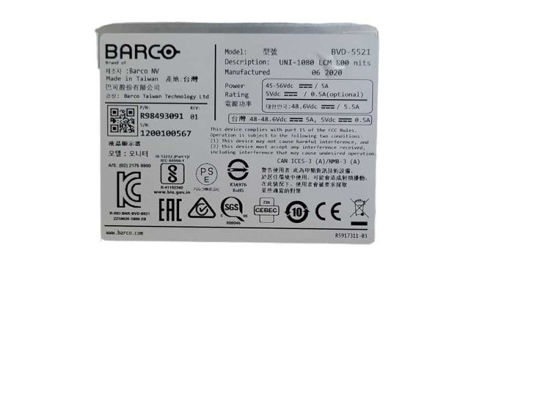 Barco Unisee 55\\" 800nits UNI-8002, 55\\" DP1.2 PS MNT w/ Mounting Structu, READ Q_