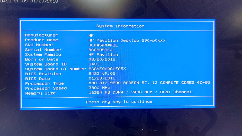HP Pavilion Desktop 590-p0xxx AMD A12-9800 @ 3.8ghz / Radeon R7 / 16gb ram #
